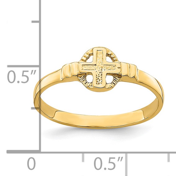 14k Polished Cross In Circle Ring