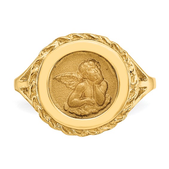 14k Angel Coin with Rope Frame Ring