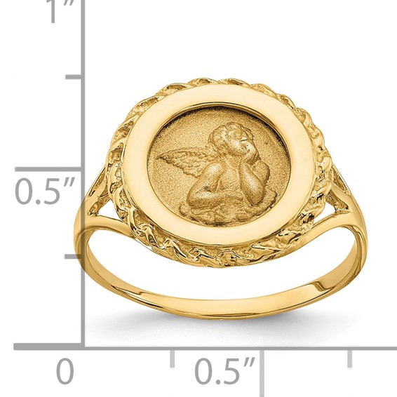 14k Angel Coin with Rope Frame Ring