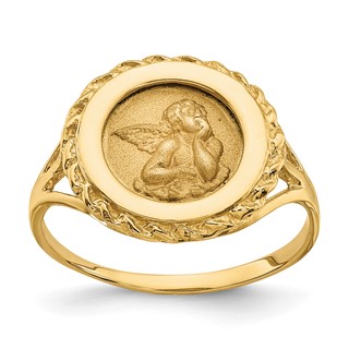 14k Angel Coin with Rope Frame Ring