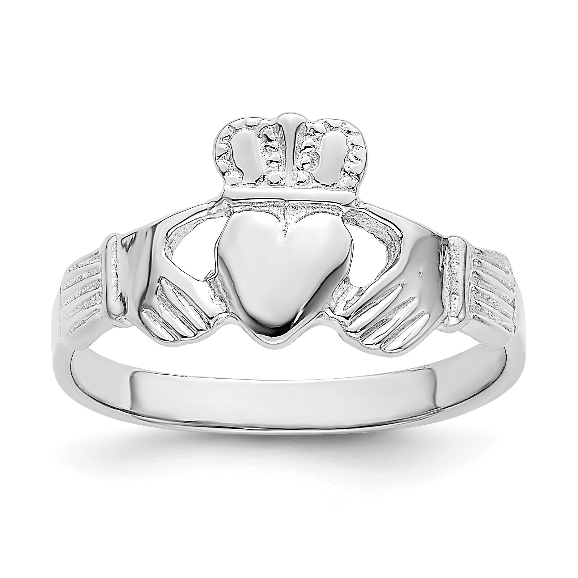 14k White Gold Claddagh Ring (R869)