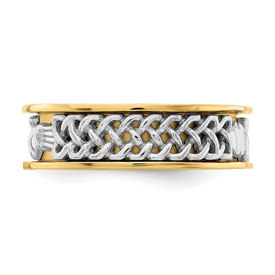 14k Two-tone Mens Claddagh Band