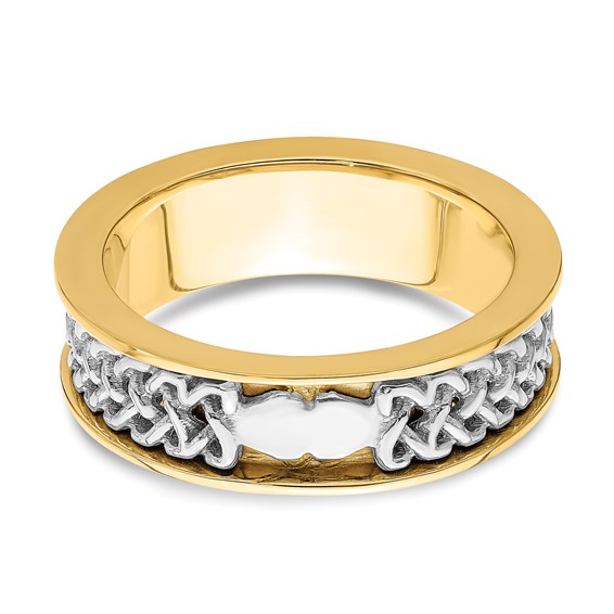 14k Two-tone Mens Claddagh Band
