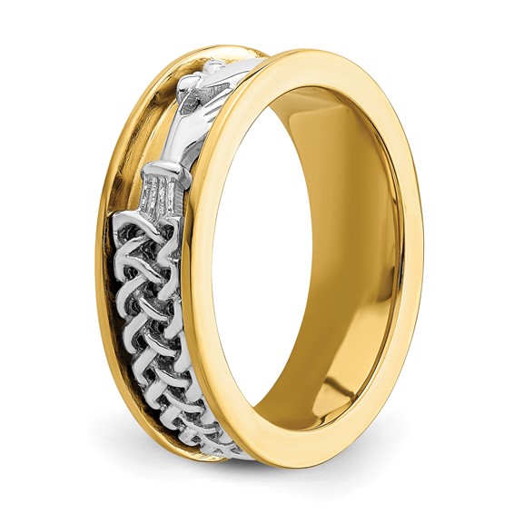 14k Two-tone Mens Claddagh Band