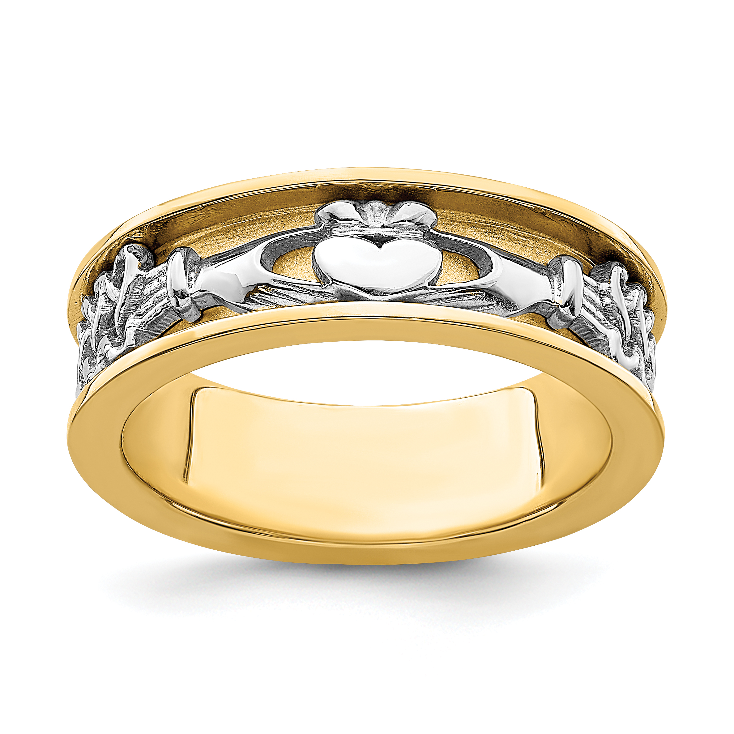 14k Two Tone Claddagh Band (R872)