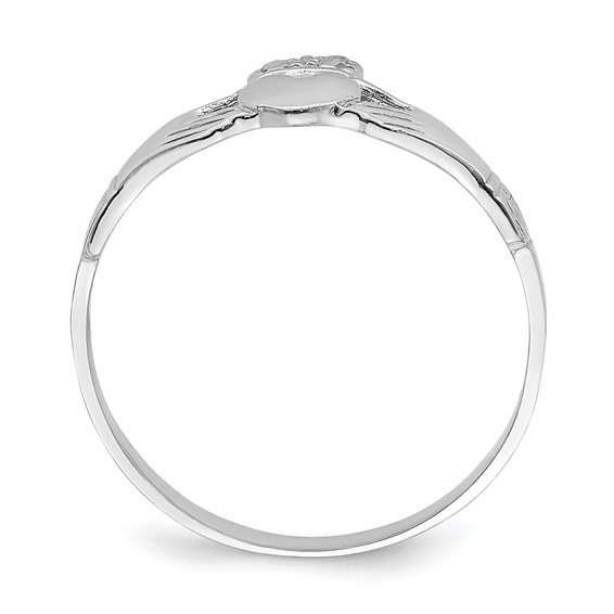 14k White Gold Polished Claddagh Ring