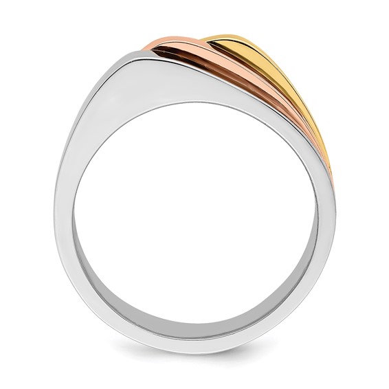 14k Tri-Color Triple Peaked Top Ring