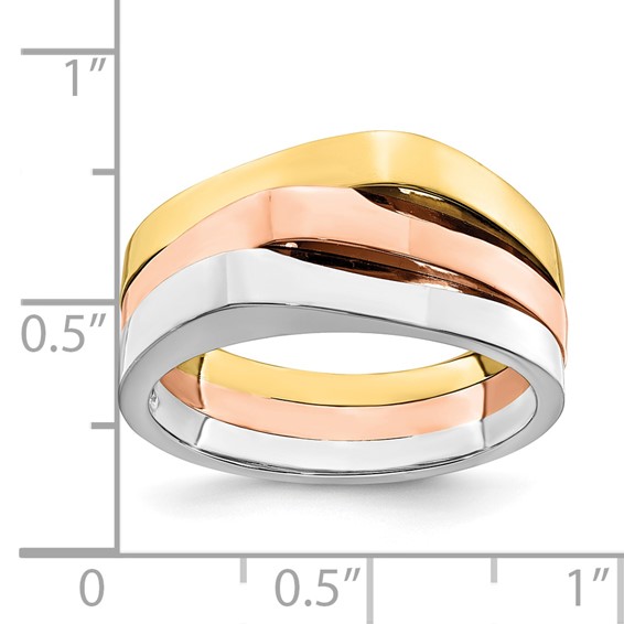 14k Tri-Color Triple Peaked Top Ring