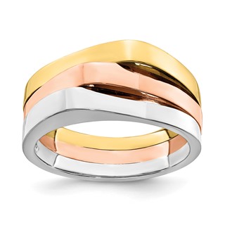 14k Tri-Color Triple Peaked Top Ring