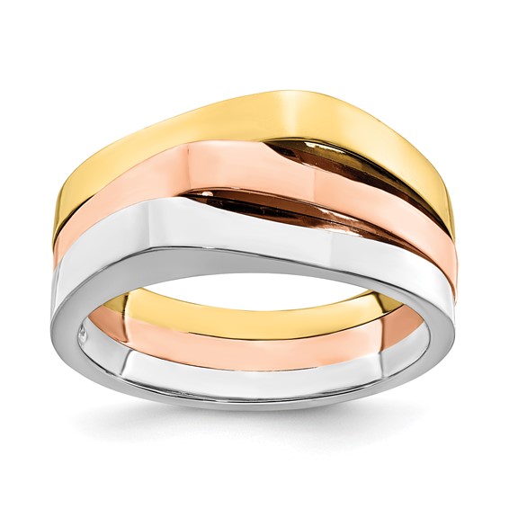 14k Tri-Color Triple Peaked Top Ring