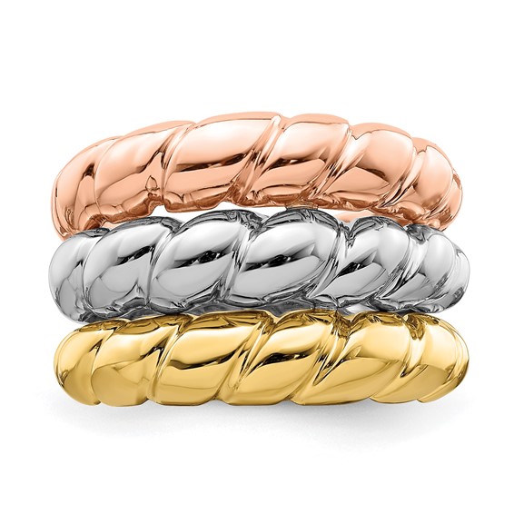 14k Tri-Color Triple Shrimp Band