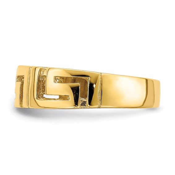 14k Cut-out Greek Key Band with Tapered Shank Ring
