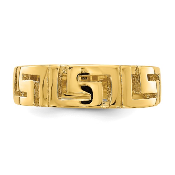 14k Cut-out Greek Key Band with Tapered Shank Ring