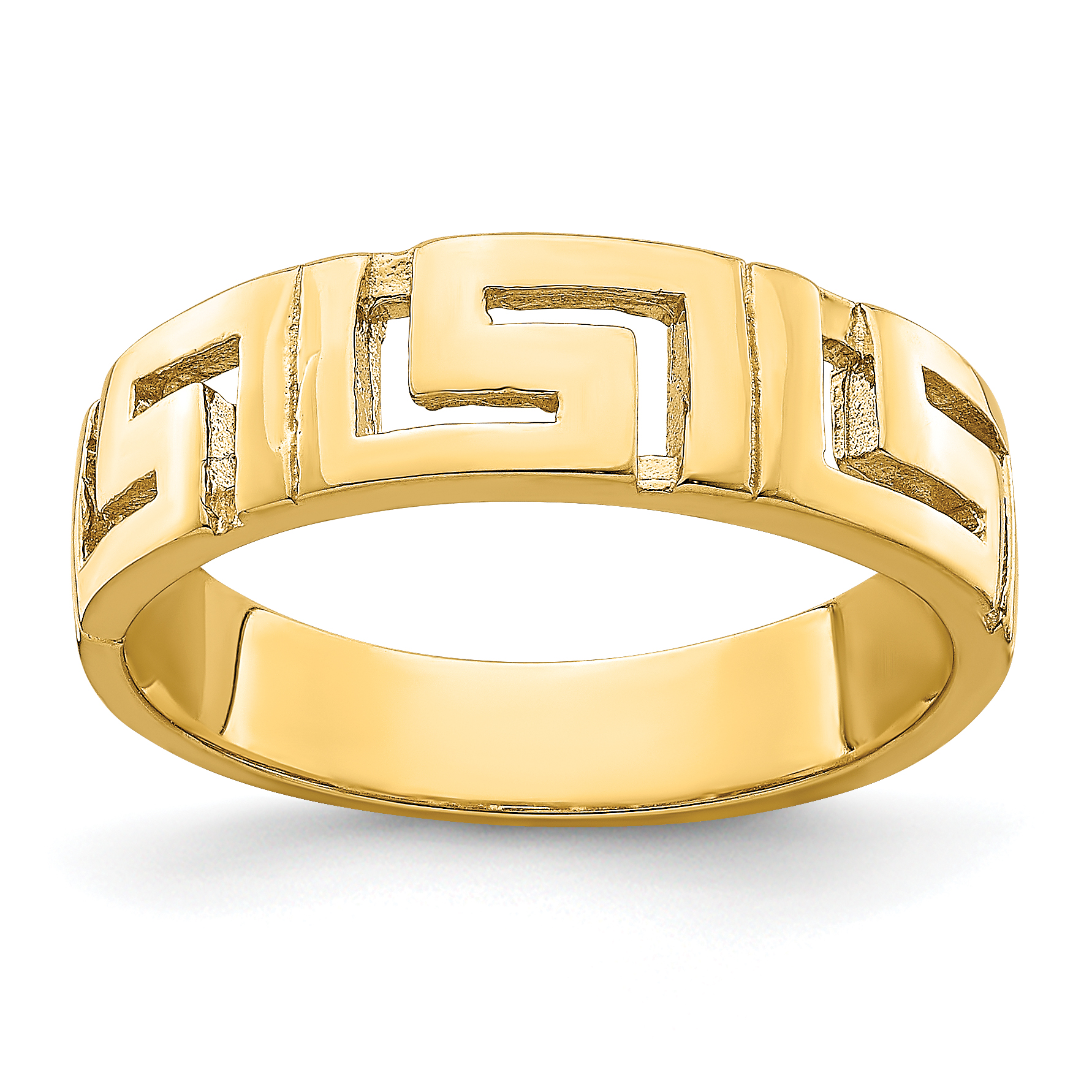 14k Greek Key Band w/ Tapered Shank Ring (R889)