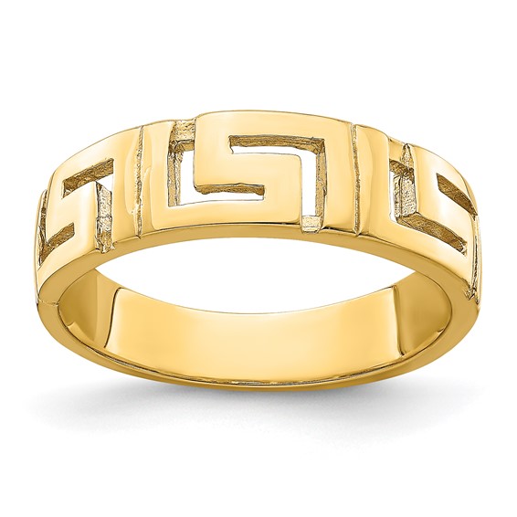 14k Cut-out Greek Key Band with Tapered Shank Ring