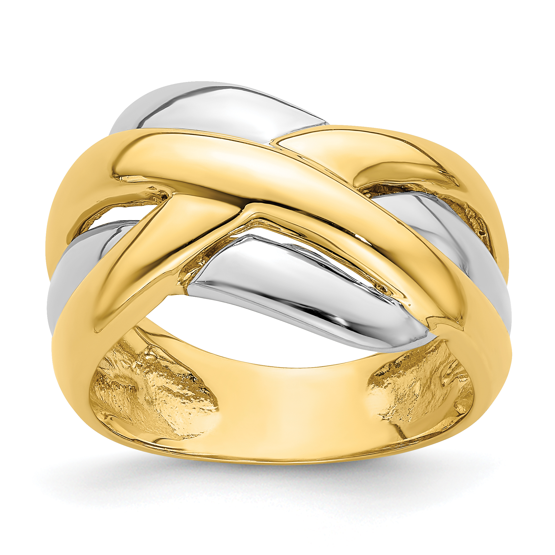14k Two-tone Cross-Cross Design Ring (R891)