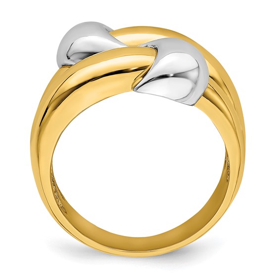 14K Two-Tone Polished Knot Dome Ring