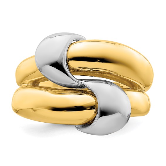 14K Two-Tone Polished Knot Dome Ring