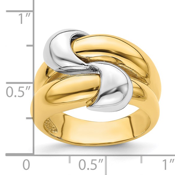 14K Two-Tone Polished Knot Dome Ring