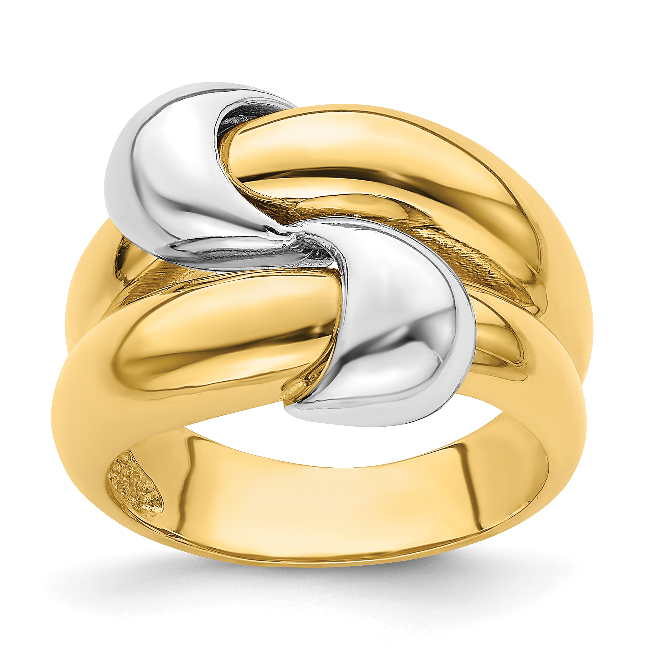 14K Two-Tone Polished Knot Dome Band (R906)
