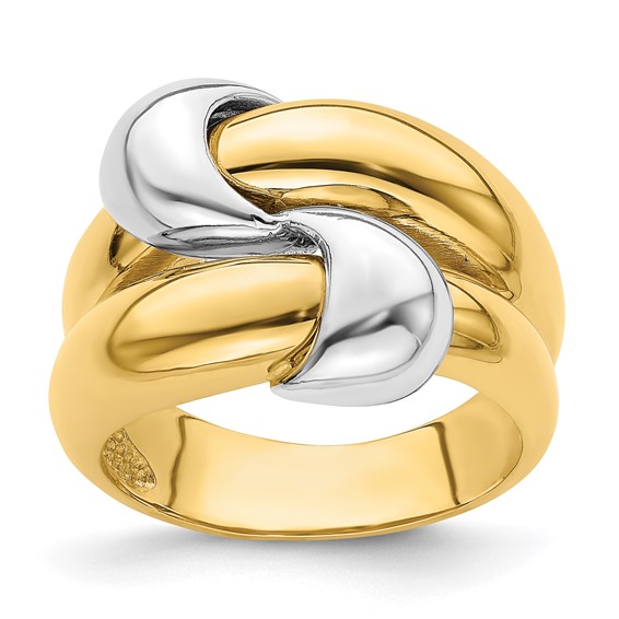 14K Two-Tone Polished Knot Dome Ring