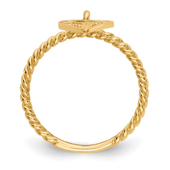 14k Dangle Filigree Heart Ring