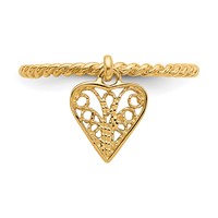 14K Dangle Filigree Heart Ring view 5