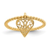 14K Dangle Filigree Heart Ring view 1