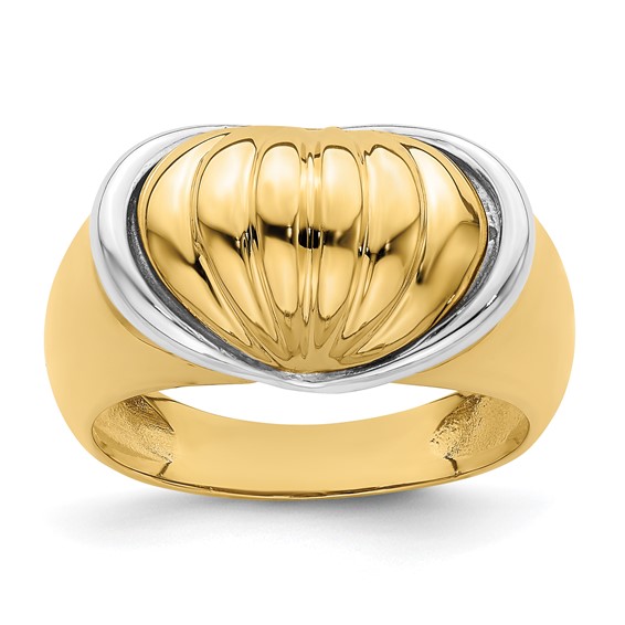 14k Two-tone Oval Shrimp Fan Design Ring
