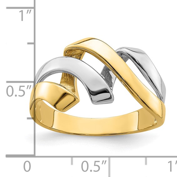 14k Two-Tone Twisted Wave Ring