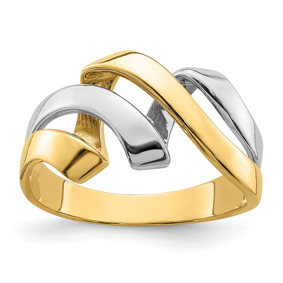 14k Two-Tone Twisted Wave Ring