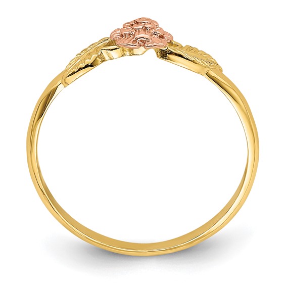 14k Two-tone Diamond-cut Leaves with Flower Ring
