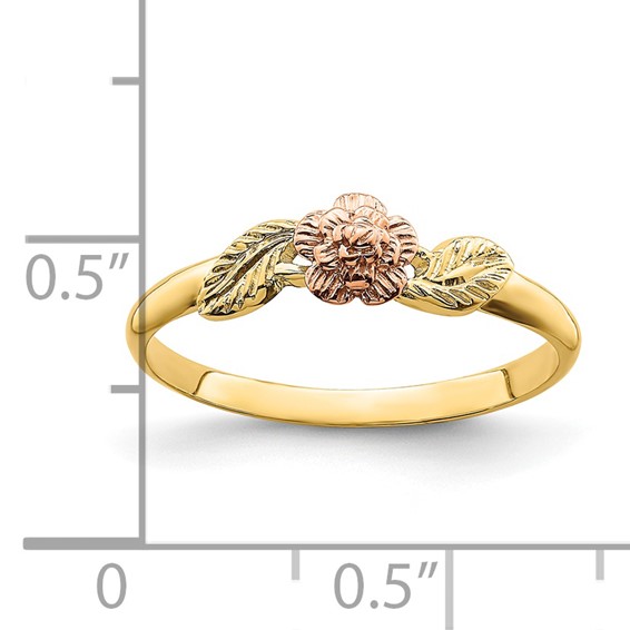 14k Two-tone Diamond-cut Leaves with Flower Ring