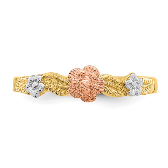 14k Two-Tone with White Rhodium Flower Ring