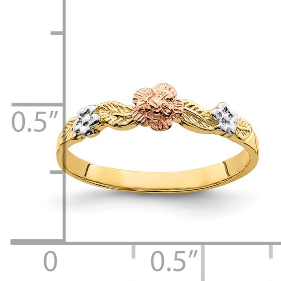 14k Two-Tone with White Rhodium Flower Ring
