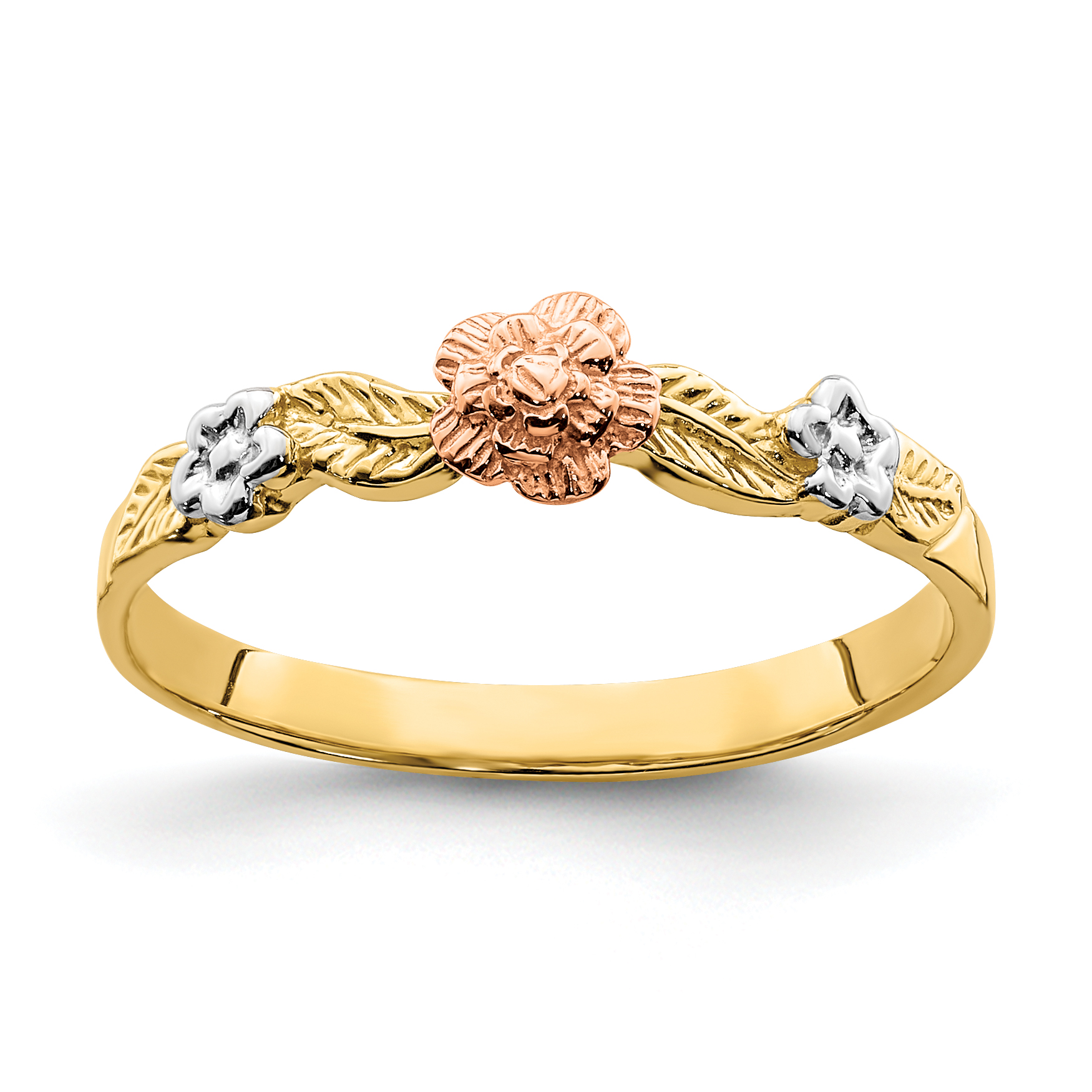 14k Two-Tone w/White Rhodium Flower Ring (R935)