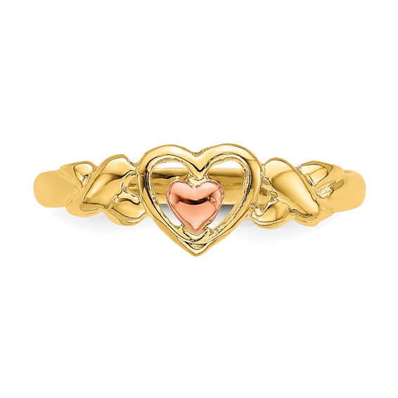 14k Two-Tone Polished Hearts Ring