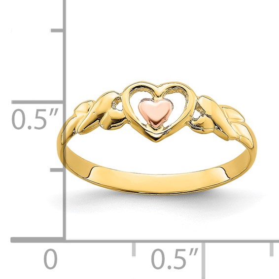 14k Two-Tone Polished Hearts Ring
