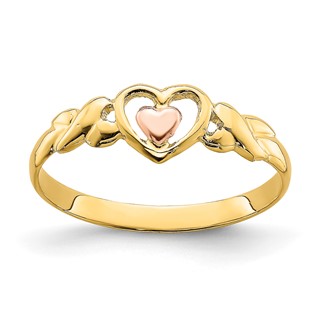 14k Two-Tone Polished Hearts Ring