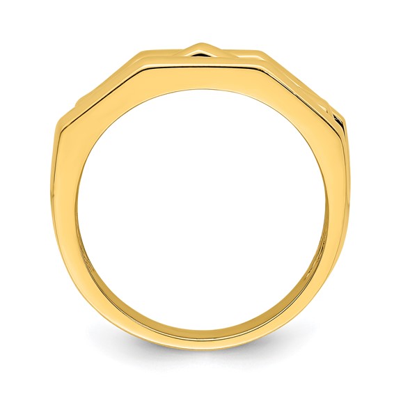 14k Polished Three Ridged Dome Ring