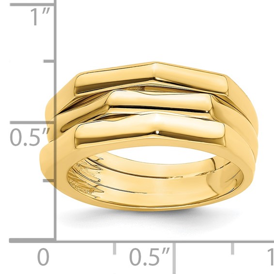 14k Polished Three Ridged Dome Ring