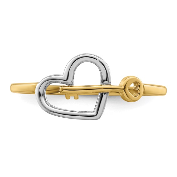 14k and White Rhodium Heart and Key Ring