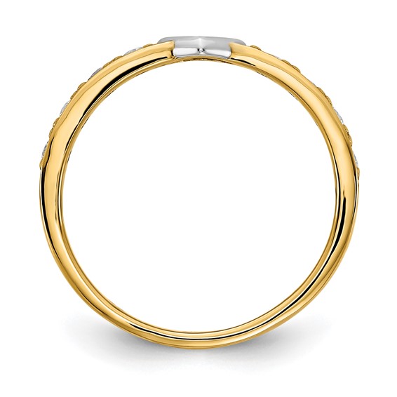 14K and White Rhodium CZ Heart Ring