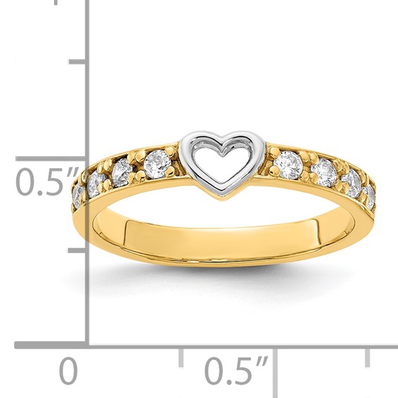 14K and White Rhodium CZ Heart Ring