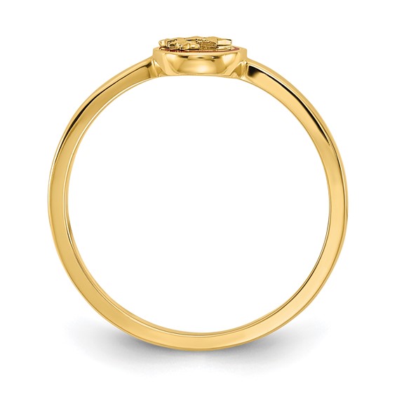 14K Red and Green Enameled with Diamond-cut Stars Ring