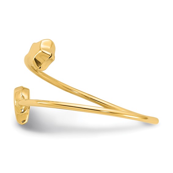 14K Polished Adjustable Moon and Star Bypass Ring