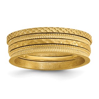 14k Textured Satin Multi Ring Set