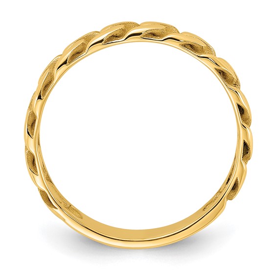 14k Polished 4mm Curb Link Ring Size 10