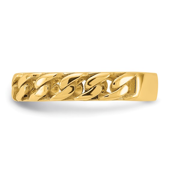14k Polished 4mm Curb Link Ring Size 10