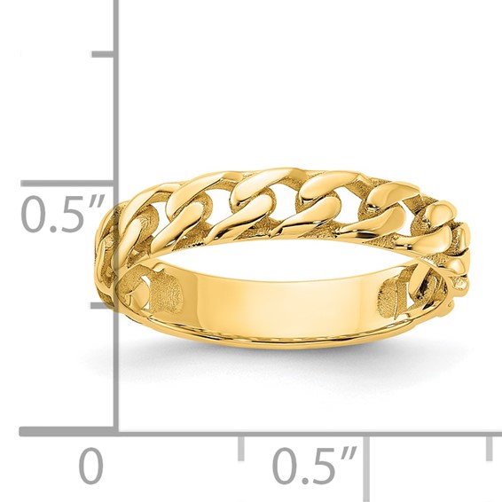 14k Polished 4mm Curb Link Ring Size 10